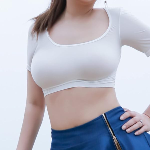 YYYFEI下乳 トップス セクシー Tシャツ チビT ちびT コスプレ レディース 横乳 へそ出し へそだしフリ…