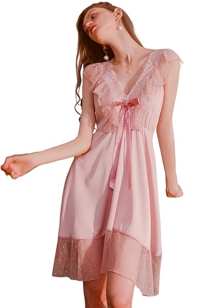 ランジェリー – [Yayamama] ベビードール ドット 深いｖネック チュール セクシー 人気 雰囲気 サテンのような手触り …