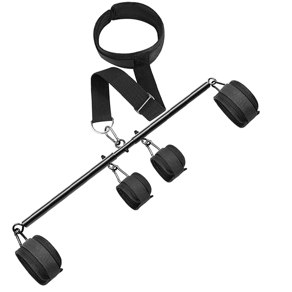 sm – 【BDSM拘束セット】首と手首を繋ぐスプレッダーバー付き多機能SM手枷足枷セット、調整可能なハンドカフス＆アンクル…