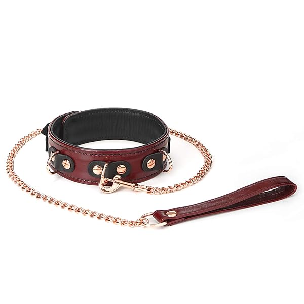 sm – [Liebe Seele] リーベゼーレ 首輪 人間用 高級 SMグッズ コスプレ 本革 リード セット ワインレ…