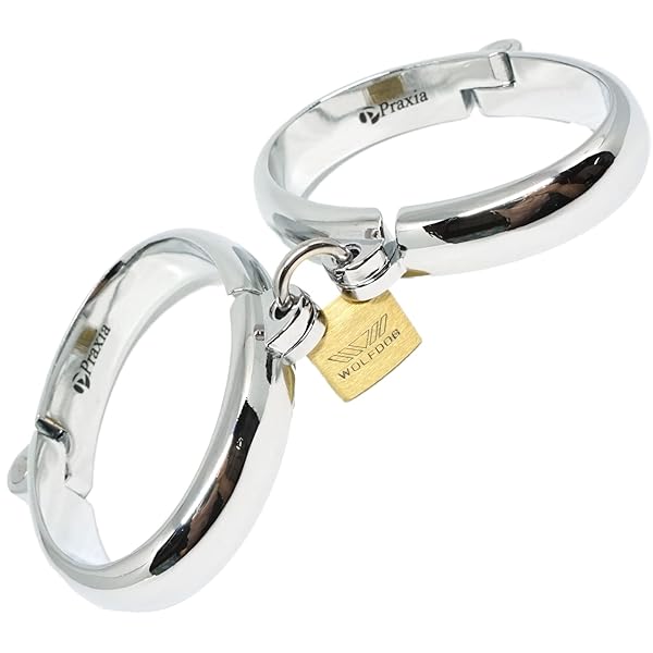 sm – Praxia 南京錠付き 金属製 手枷 (大) 【オリジナルアイマスク/クロス/布袋付属】