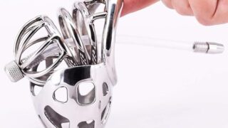 sm – 男性巨根ケージステンレス鋼アークペニスリングメタル貞操器具で尿道カテーテルステルスロック陰嚢ボンデージギア 、貞操…