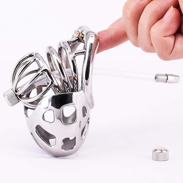 sm – 男性巨根ケージステンレス鋼アークペニスリングメタル貞操器具で尿道カテーテルステルスロック陰嚢ボンデージギア 、貞操…