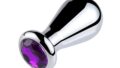 sm – あなるプラグ 男性用 女性用 アナルビーズ バルーン型 台座に宝石飾り あなるぶらぐ 金属 アダルトグッズ パープ…