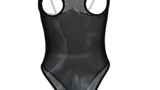 [ブラックオーメン] 過激羞恥露出半透明ハイレグ水着 コスプレ オープンクロッチ 股割れ レオタード 水着 オープ…