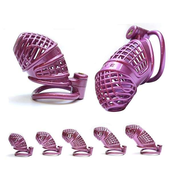 2022セクシーな紫色の網状の複数サイズの男性の貞操装置、貞操籠、貞操帯、貞操装置ケージ、ペニスリング、貞操環アダ…