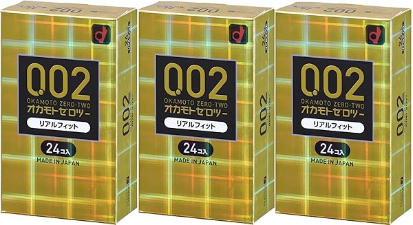 【3箱セット】オカモト コンドーム 0.02 オカモト ゼロツー リアルフィット 24個入り×3箱（計72回分）
