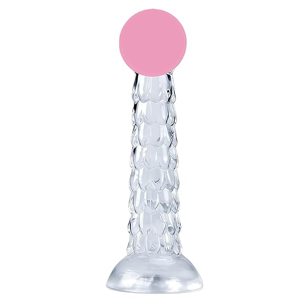 太型 ディルド 女性用 透明 吸盤付き 凹凸形状 4サイズセット 安心素材 固定可能 自立式 シンプルデザイン 大…