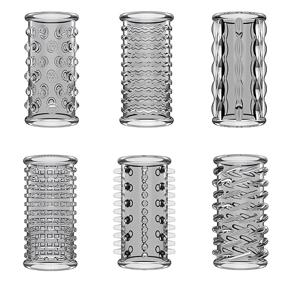 コンドーム – ペニスサック イボ付き シリコン製 スリーブ 夫婦 恋人 情趣グッズ アダルト グッズ 6点セット 透明黒