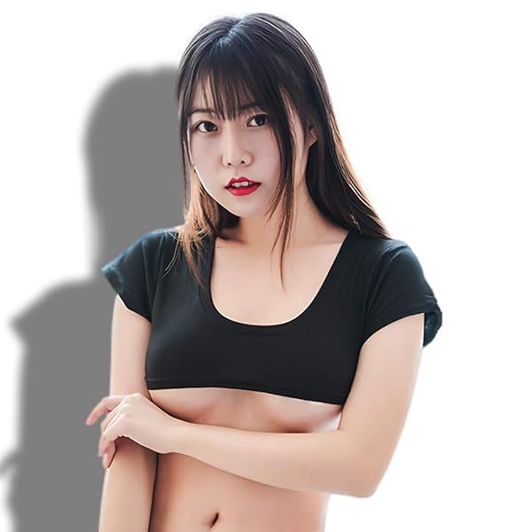 Black Omen (ブラックオーメン) 下乳 トップス セクシー Tシャツ チビT ちびT コスプレ レディー…