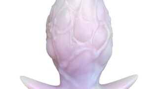 ディルド – アナルプラグ 凹凸あり アンカー形台座 液体シリコン 真珠色 全三サイズ L:6.8cmX12cm