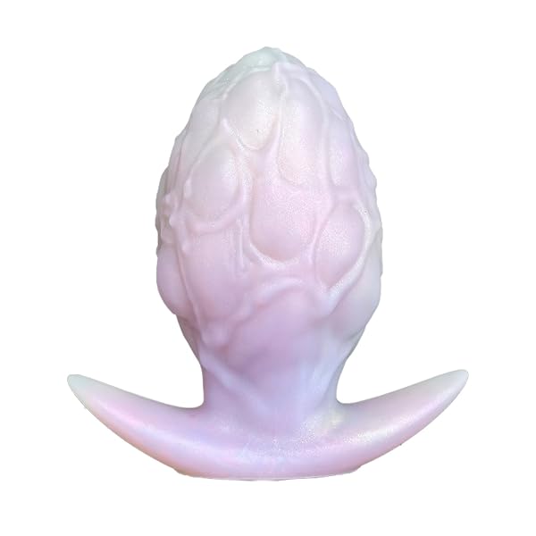 ディルド – アナルプラグ 凹凸あり アンカー形台座 液体シリコン 真珠色 全三サイズ L:6.8cmX12cm