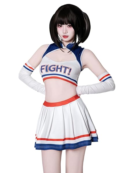 [SENMHS] セクシー チアリーダー コスプレ 衣装 レディース 赤 白 青 スポーツユニフォーム風 ミニスカ…