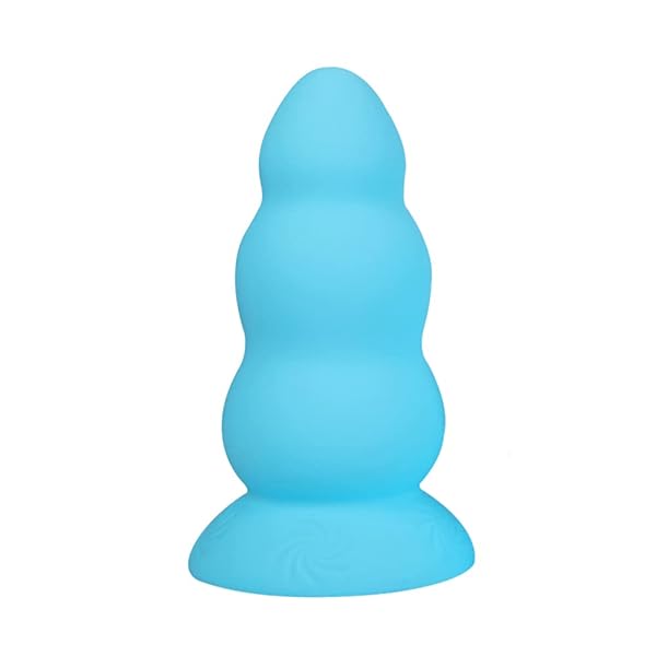 ディルド – TaRiss’s 渦 アナルプラグ 3ビーズ 吸盤付き シリコン M 9.8cmx23cm 水色