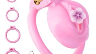 sm – 貞操帯男の娘用 可愛セクシーなピンク貞操体 貞操ロック 錠付貞操装置コック貞操ケージ SM 付き4 リング 男性用…
