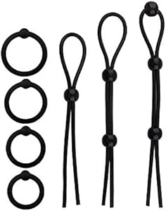 sm – ペニスロックロープ ペニスリング 緊縛 糸形 ビーズ付き 調節可能 二重緊縛 ペニス刺激 Ｏリンク４個+糸形ペニス…