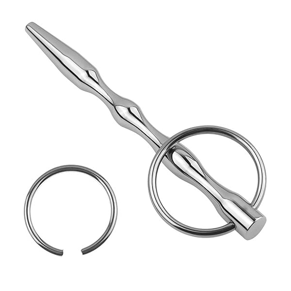 sm – 尿道プラグ 尿道ブジー 尿道拡張 尿道オナニー 尿道 初心者 ペニスプラグ ブジー 金属 コックプラグ 固定リング…