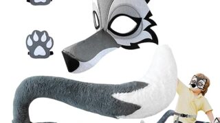 キッズ用ウルフコスチューム | 楽しいコスプレ衣装 グレーオオカミコスプレ衣装 フォト撮影用 小道具 イベント 学…