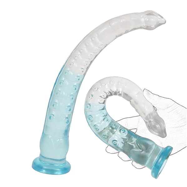 アナルプラグ アナルディルド 初心者 ロングディルド 吸盤付きタコの形 アナルビーズ 透明青アナルグッズ アダルト…