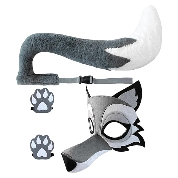 コスプレ – [Jescion] キッズ用ウルフコスチューム,おもしろいごっこ遊び衣装 グレイウルフのフォトプロップ グレーオオ…