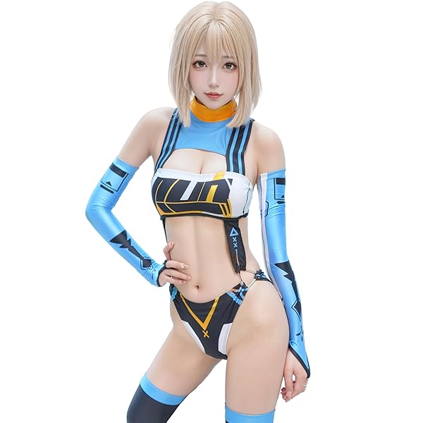 コスプレ – [LOST-G] セクシー 光沢 ハイレグ水着 ニーハイ タイツ 手袋 シンプル RQ レースクイーン コスチュー…