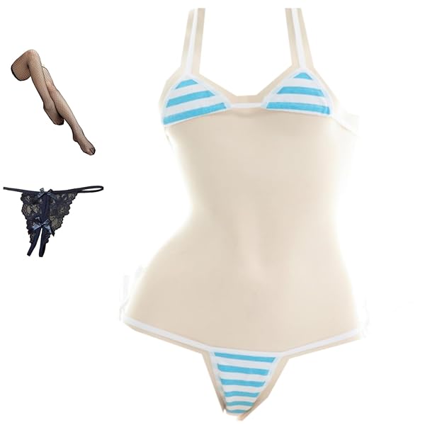 ランジェリー – OLYOLY【4点セット】 過激 しましまパンツ 極小 ビキニ 縞パン マイクロビキニ タンキニ ボーダー ショー…