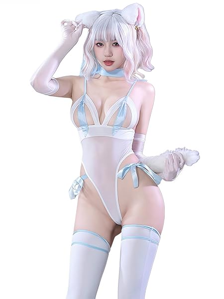 [SENMHS] セクシー 猫女 コスプレ 衣装 レディース 7点セット［カチューシャ・チョーカー・レオタード（オ…