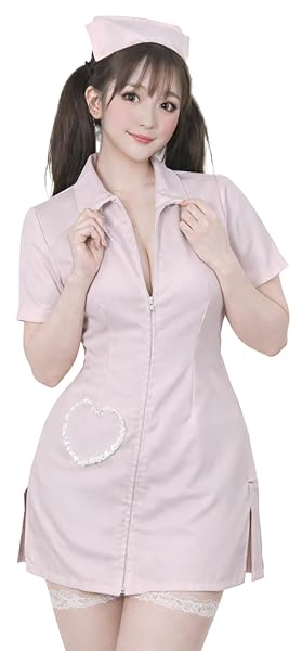 [SUNNYSTEP] ナース 服 コスプレ 大きいサイズ S〜6L サイズ 5色 セクシー サイドスリット 可愛…