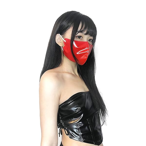 sm – [Ftshist] ラバーマスク 束縛 レザー マスク エナメル 洗える 耳痛くない 肌荒れしない 快適 立体 小…