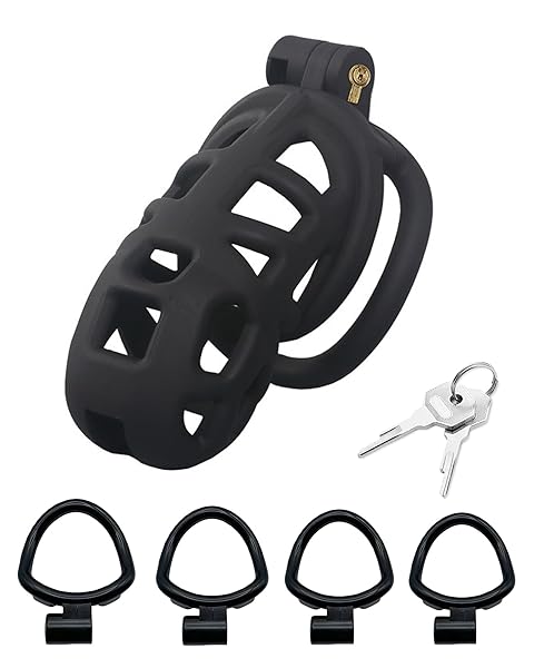 sm – Tibemi貞操帯 メンズ ていそうたい男性器 貞操具 ナイロン樹脂製 四つの貞操リング付き 貞操体 鍵付き おし…