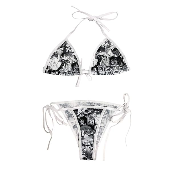 ランジェリー – ビキニ レディース 水着 アヘ顔 マイクロビキニ セクシー アニメ柄 コスプレ 三角ビキニ コスチューム 極小 紐…