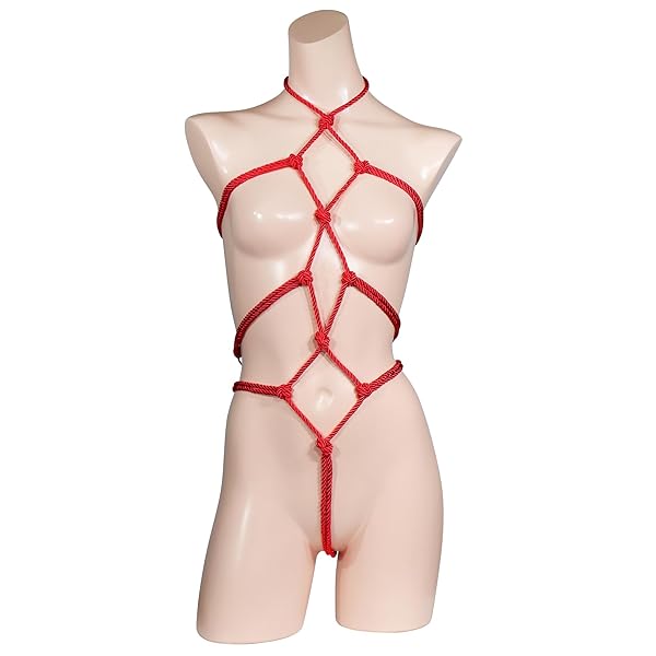 [ブラックオーメン] 亀甲縛り 簡単装着 紐 プレイスーツ コスプレ 女 ハーネス ランジェリー 股割れ 穴あき …