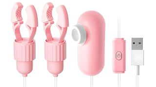 2 in 1乳首ローター【12種振動モード✕吸引・舌舐め✕2点同時刺激】乳首クリップ 人気ニップルクリップ SMプ…