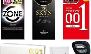 バイブ – 【使い比べ4点セット】 ZONE SKYN オカモトゼロワン オリジナル 0.01 + オリジナルコンドームケース…